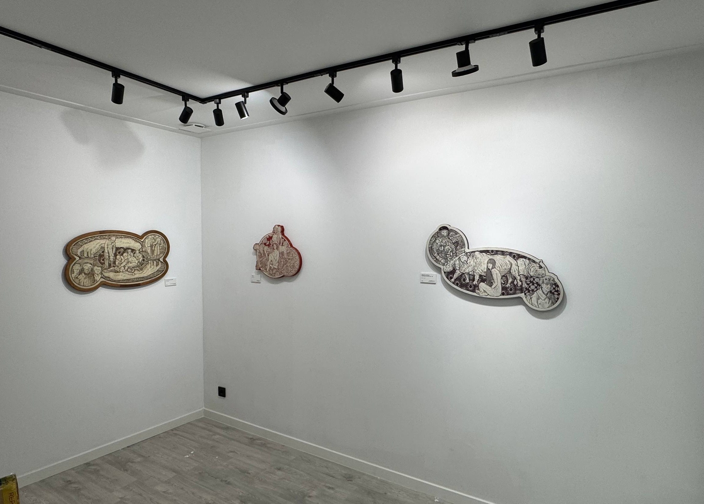 Three works from The Great Filter installed at NGO DEI, The Hague.